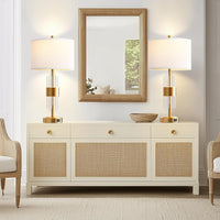 25.5" Table Lamp Set of 2 with USB A+C Ports, Gold Lamp for Living Room with Touch Control, Modern Bedside Nightstand Lamp White Lamp Shade Bedroom Home Office Decor (2700K LED Bulbs Included)