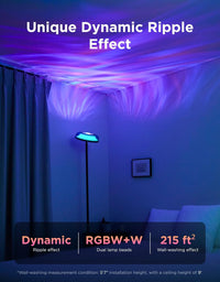 RGBIC Ripple & Nebula Floor Lamp, Smart LED Corner Floor Light with Adjustable Projection Effects, App & Voice Control, Warm and Cool White Standing Lamp for Living Room, Bedroom, Gaming Room