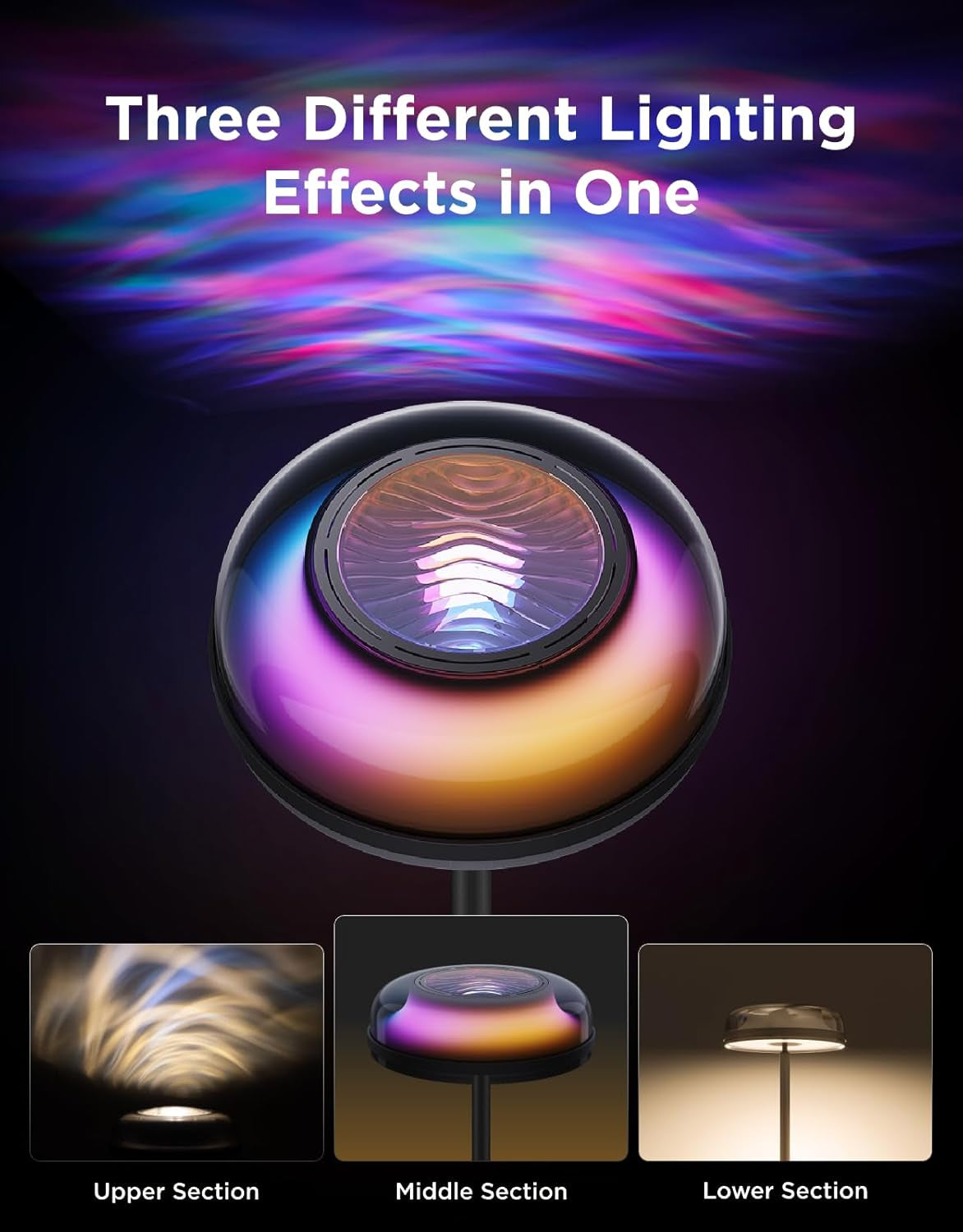 RGBIC Ripple & Nebula Floor Lamp, Smart LED Corner Floor Light with Adjustable Projection Effects, App & Voice Control, Warm and Cool White Standing Lamp for Living Room, Bedroom, Gaming Room