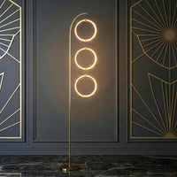 Nova 74 In. Antique Brass Industrial 3-Light LED Energy Efficient Floor Lamp with Built-In 3-Way Dimmer Function FL-NVA-BRS