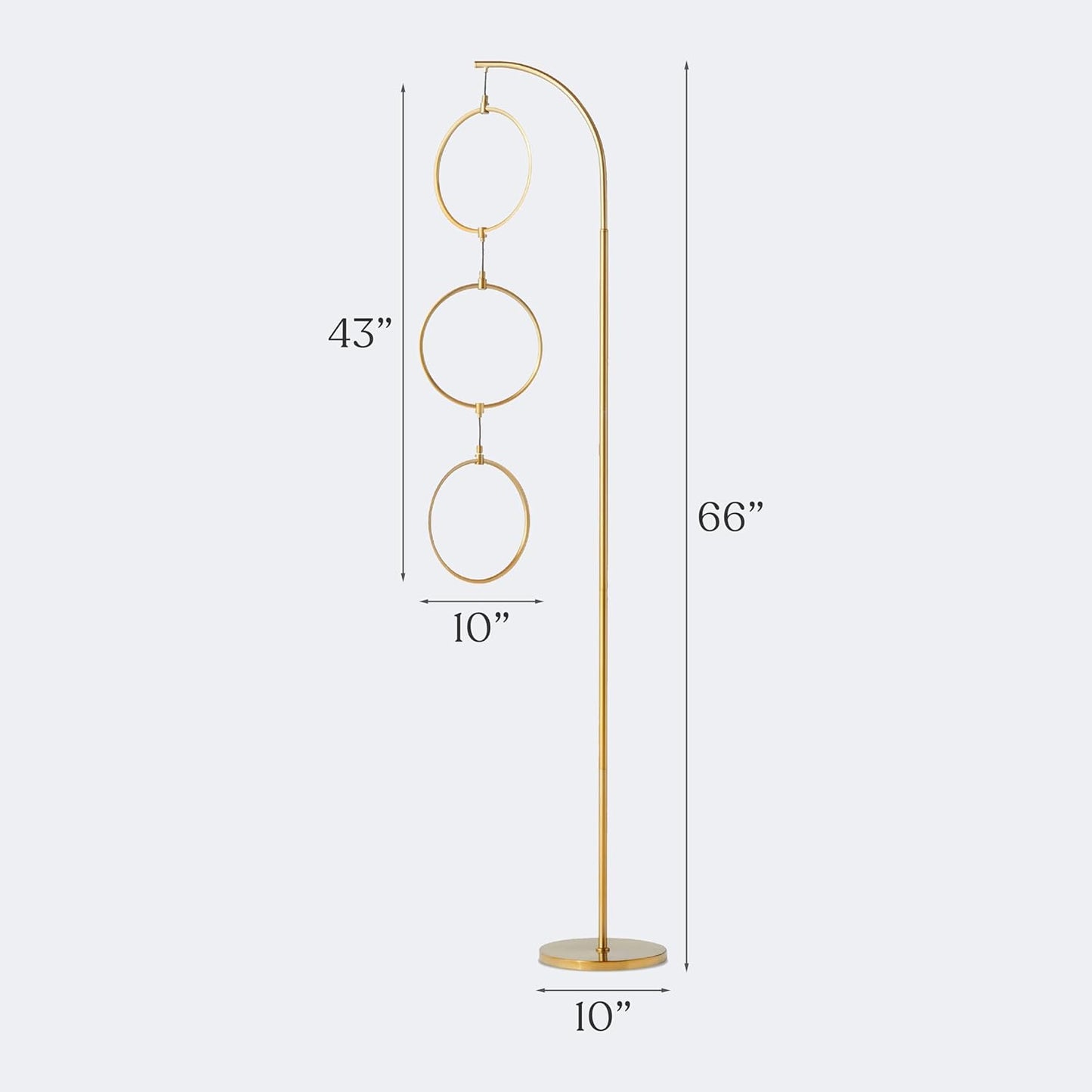 Nova 74 In. Antique Brass Industrial 3-Light LED Energy Efficient Floor Lamp with Built-In 3-Way Dimmer Function FL-NVA-BRS