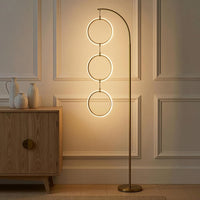 Nova 74 In. Antique Brass Industrial 3-Light LED Energy Efficient Floor Lamp with Built-In 3-Way Dimmer Function FL-NVA-BRS