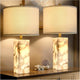 Alabaster Table Lamp Set of 2 with Night Light for Bedroom Living Room, 23" Rotary Switch Bedside Lamp with Linen Shade, Modern Nightstand Lamps for Room Office Dorm (Bulb Included)