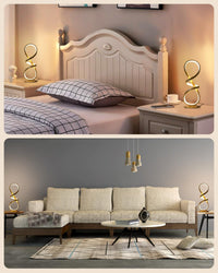 2 Pack LED Touch Dimmable Spiral Desk Lamp, 3 Color Temperature Modern Nightstand Lamp, Unique Bedside Table Lamp for Living Room, Bedroom, Cool Lamps for Ideal Gift, Gold