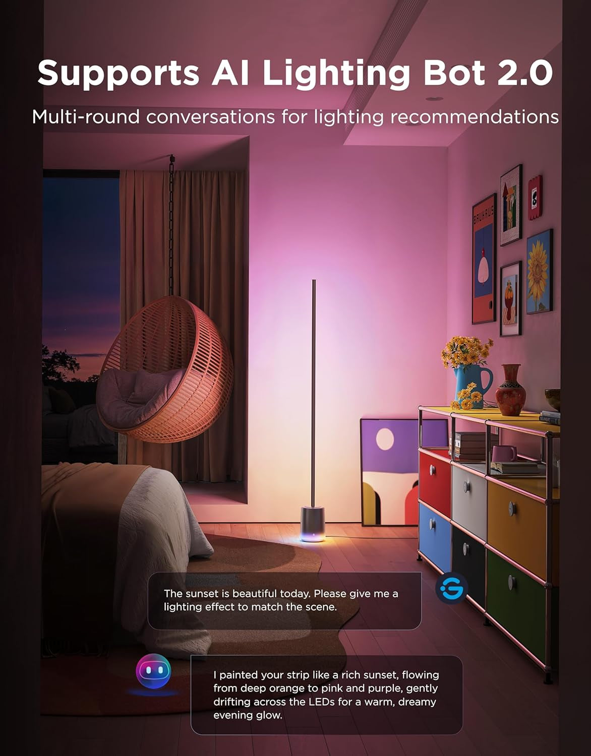 Floor Lamp 3 with Luminblend+ Technology, 2100Lm Standing Lamp, Work with Matter,1000K-10000K Modern Floor Lamps for Living Room, Bedroom, Office, Corner Lamp with Dynamic Scenes, Daysync