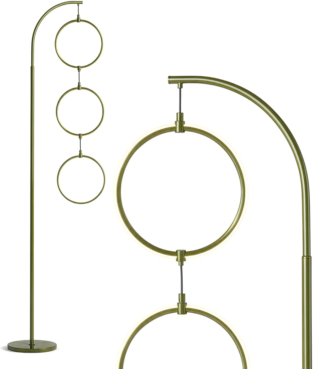 Nova 74 In. Antique Brass Industrial 3-Light LED Energy Efficient Floor Lamp with Built-In 3-Way Dimmer Function FL-NVA-BRS