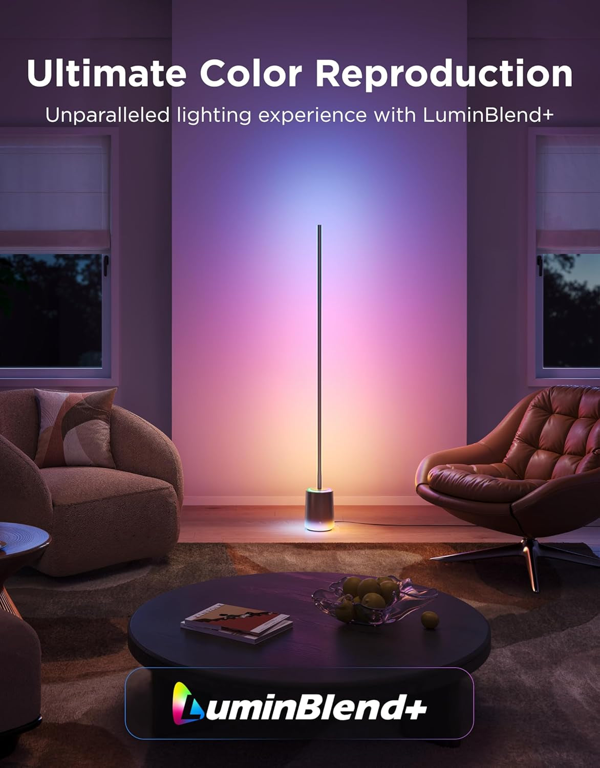 Floor Lamp 3 with Luminblend+ Technology, 2100Lm Standing Lamp, Work with Matter,1000K-10000K Modern Floor Lamps for Living Room, Bedroom, Office, Corner Lamp with Dynamic Scenes, Daysync