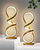 2 Pack LED Touch Dimmable Spiral Desk Lamp, 3 Color Temperature Modern Nightstand Lamp, Unique Bedside Table Lamp for Living Room, Bedroom, Cool Lamps for Ideal Gift, Gold