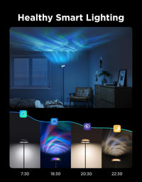 RGBIC Ripple & Nebula Floor Lamp, Smart LED Corner Floor Light with Adjustable Projection Effects, App & Voice Control, Warm and Cool White Standing Lamp for Living Room, Bedroom, Gaming Room