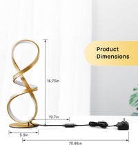 2 Pack LED Touch Dimmable Spiral Desk Lamp, 3 Color Temperature Modern Nightstand Lamp, Unique Bedside Table Lamp for Living Room, Bedroom, Cool Lamps for Ideal Gift, Gold