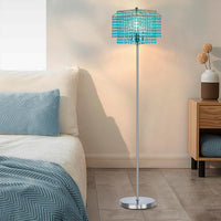Gold Crystal Floor Lamp, 64" Tall Elegant Standing Lamp with On-Off Foot Switch, Double-Layer Lampshade, Standing Floor Lamps for Living Room, Bedroom, Office, 8W LED Bulb Included