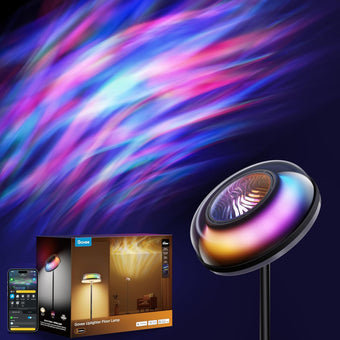 compare product RGBIC Ripple & Nebula Floor Lamp, Smart LED Corner Floor Light with Adjustable Projection Effects, App & Voice Control, Warm and Cool White Standing Lamp for Living Room, Bedroom, Gaming Room